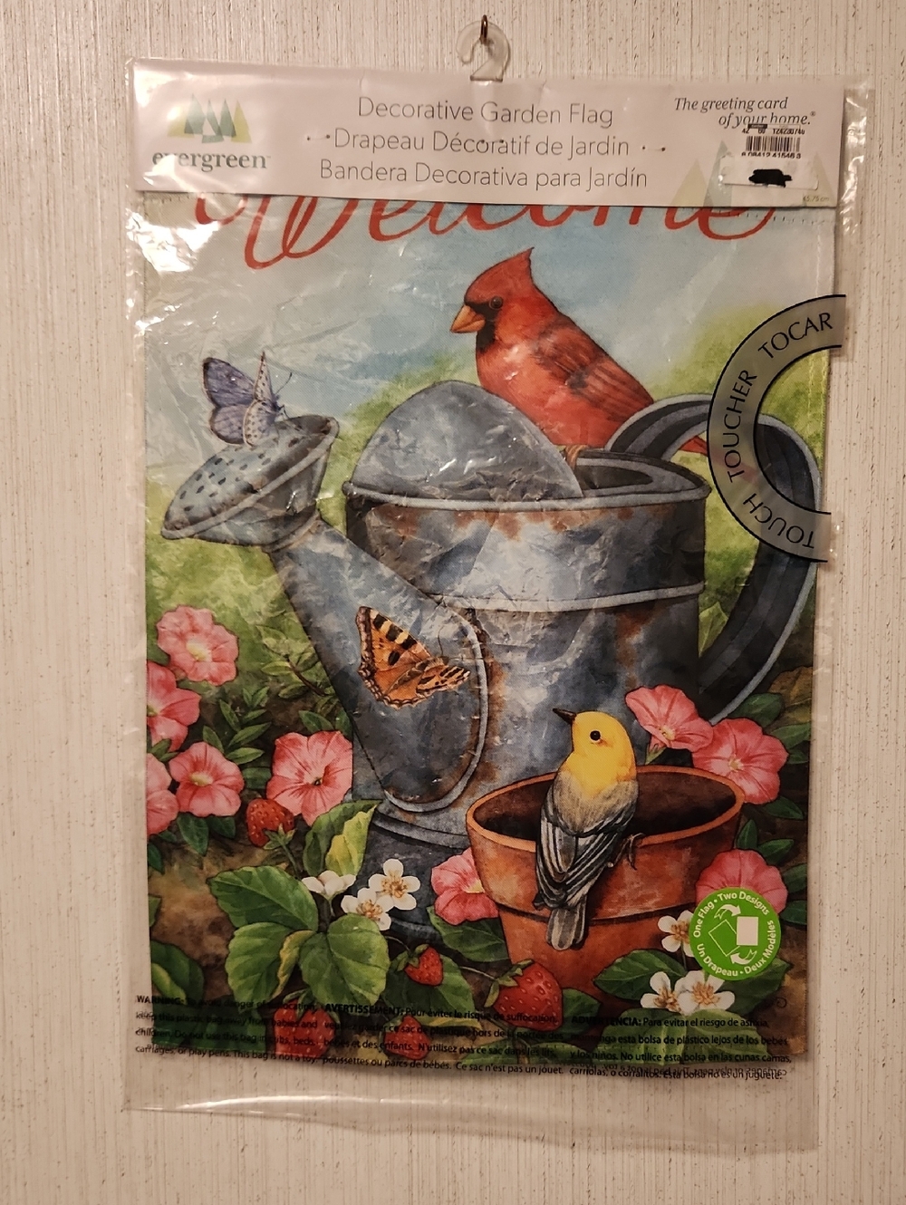 Welcome Garden Flag - Floral Birds in Red and Yellow - NWOT